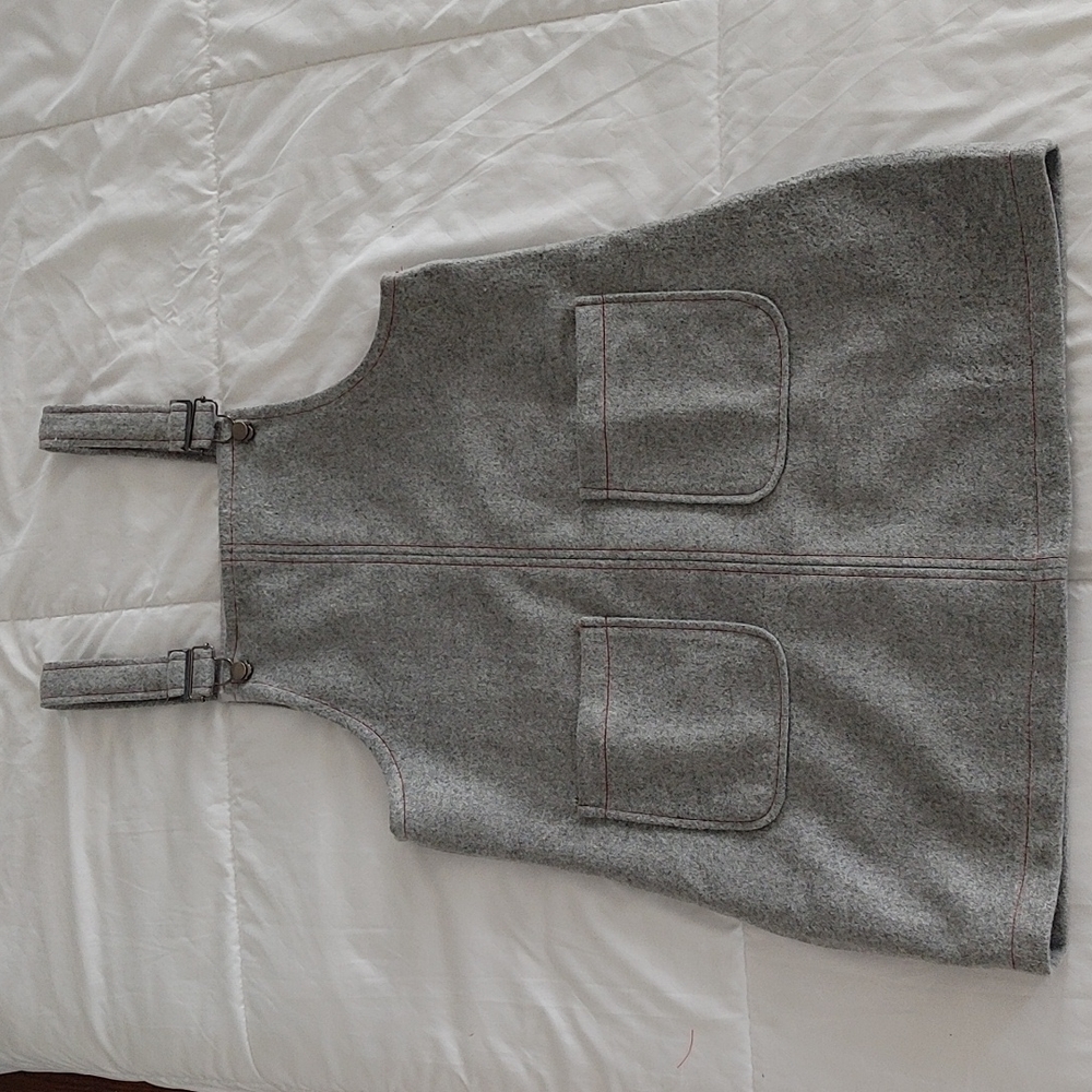 Qed London Womens Grey Wool Overall Dress